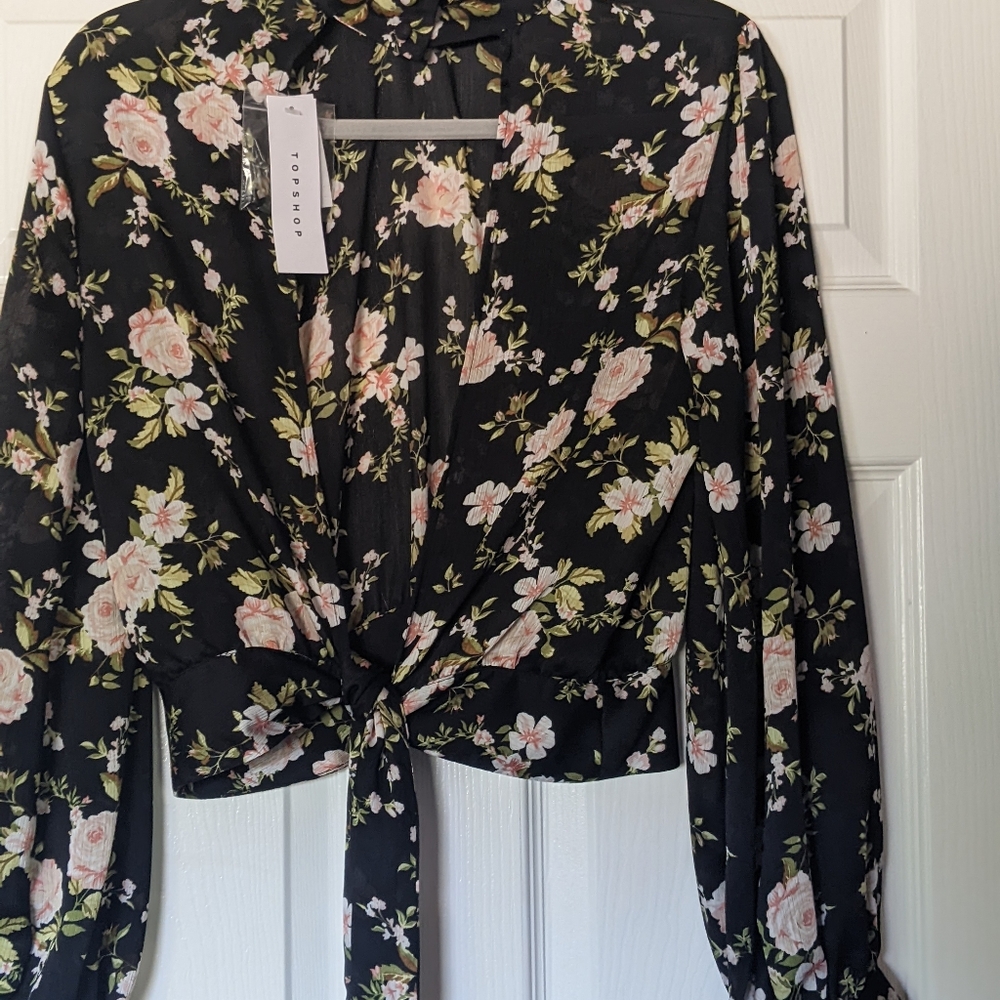 Black floral blouse